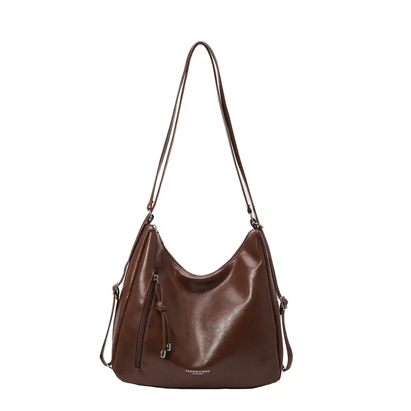 Women's Brown Leather Shoulder Bag with Detachable Strap - Image 8