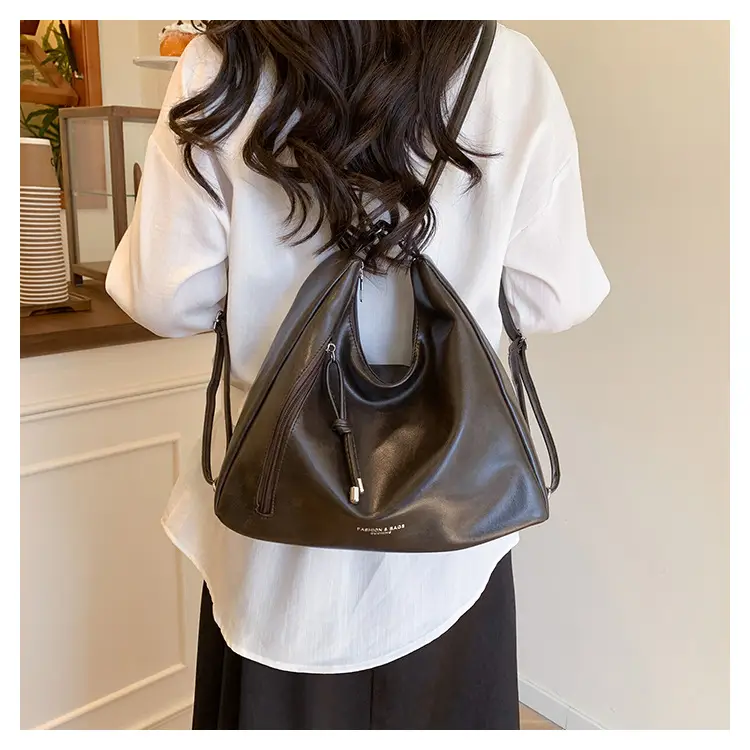 Women's Brown Leather Shoulder Bag with Detachable Strap — feature 15