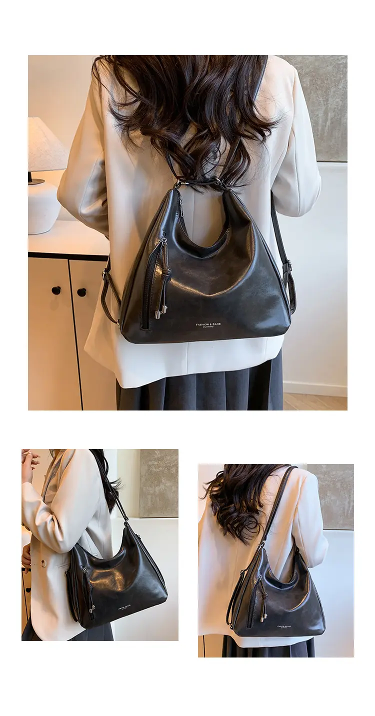 Women's Brown Leather Shoulder Bag with Detachable Strap — feature 20