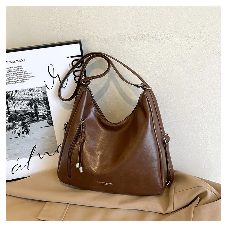 Women's Brown Leather Shoulder Bag with Detachable Strap - Image 3