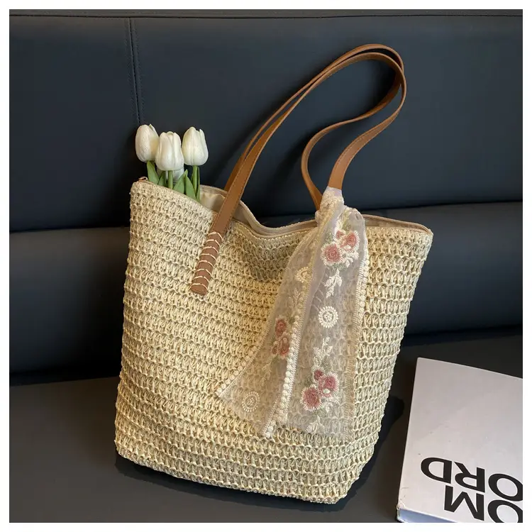 Women's Large Capacity Woven Tote Bag Seaside Holiday Bag — feature 14