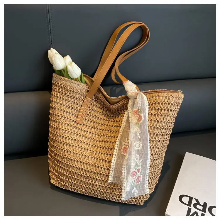 Women's Large Capacity Woven Tote Bag Seaside Holiday Bag — feature 15