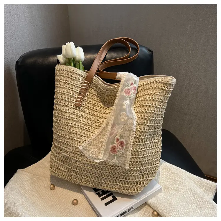 Women's Large Capacity Woven Tote Bag Seaside Holiday Bag — feature 16