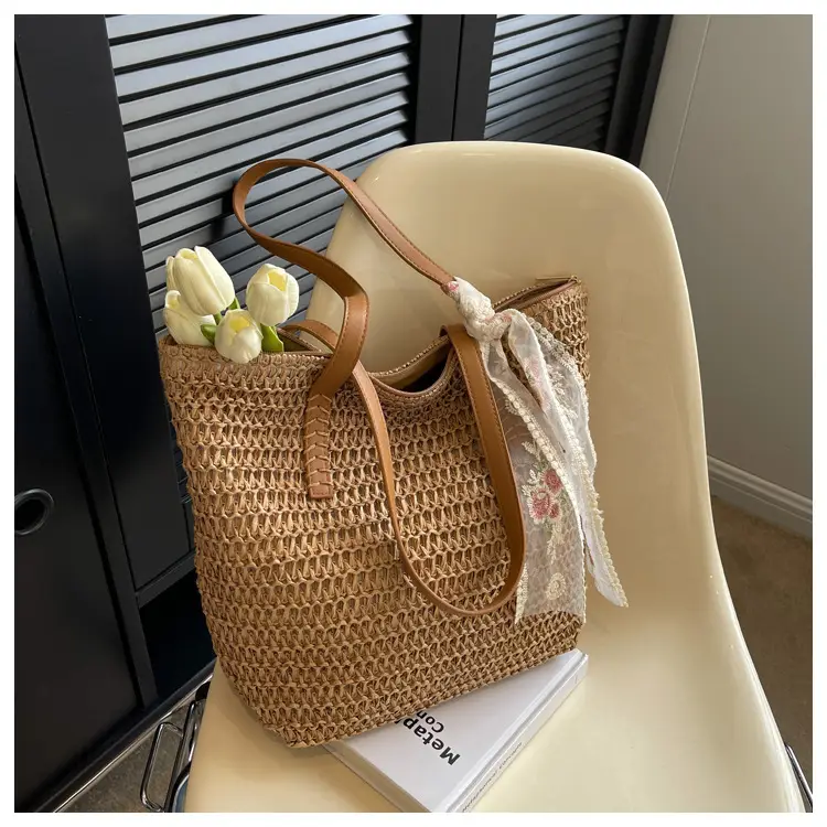 Women's Large Capacity Woven Tote Bag Seaside Holiday Bag — feature 18