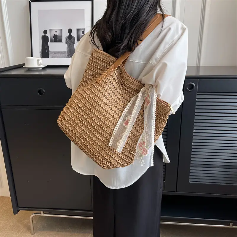 Women's Large Capacity Woven Tote Bag Seaside Holiday Bag - Image 2