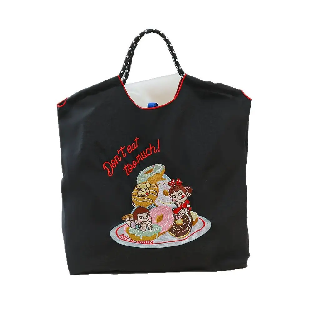 2025 Japanese Cartoon Embroidery Shoulder Bag Black Large Capacity - Image 33
