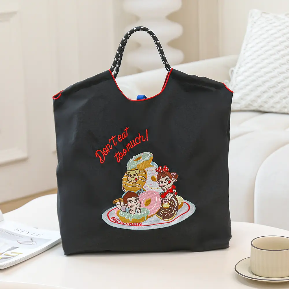 2025 Japanese Cartoon Embroidery Shoulder Bag Black Large Capacity — feature 6