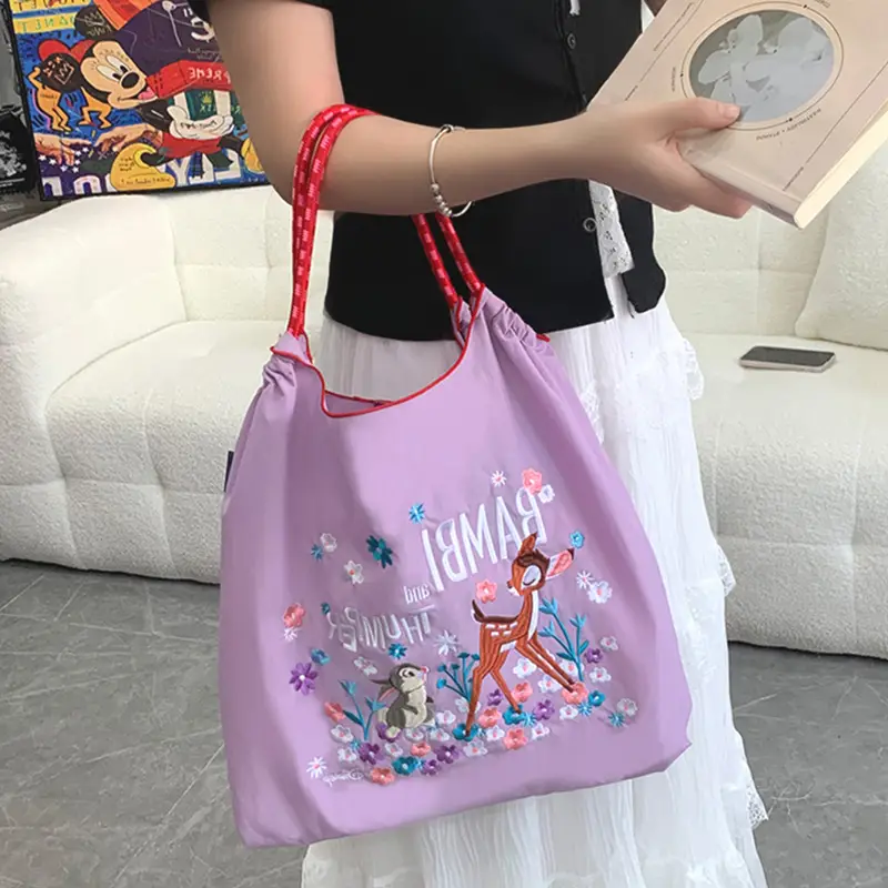 Purple Japanese Embroidered Tote Bag for Summer - Image 4