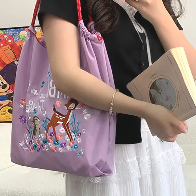Purple Japanese Embroidered Tote Bag for Summer - Image 6