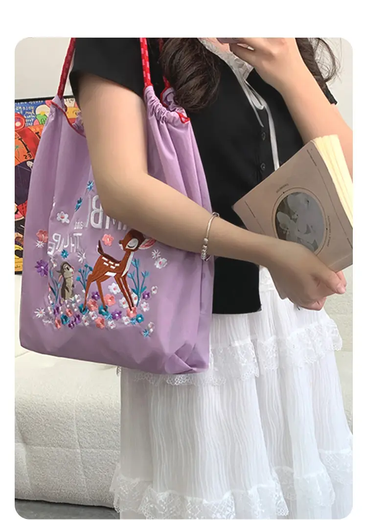 Purple Japanese Embroidered Tote Bag for Summer — feature 10