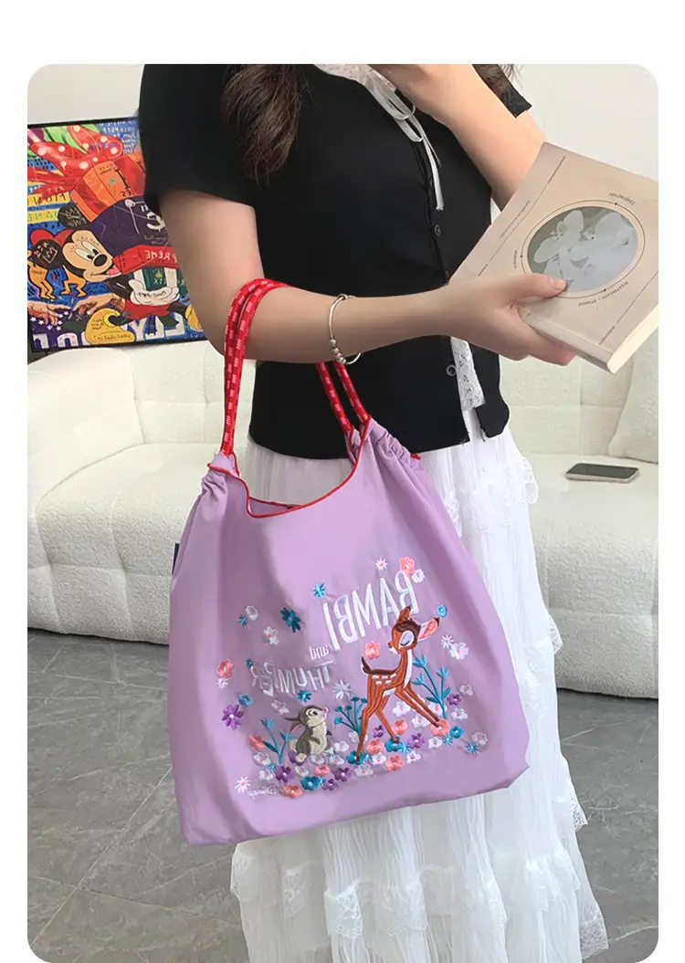 Purple Japanese Embroidered Tote Bag for Summer — feature 11