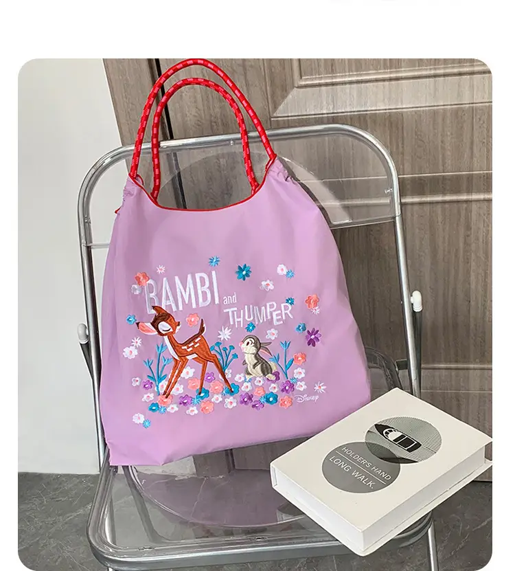 Purple Japanese Embroidered Tote Bag for Summer — feature 14
