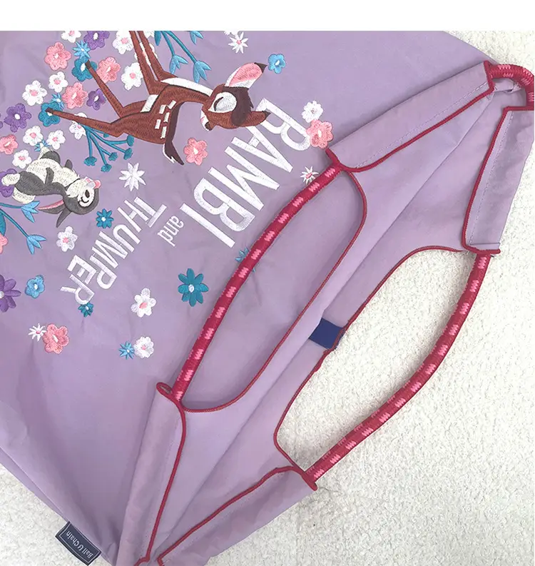 Purple Japanese Embroidered Tote Bag for Summer — feature 7