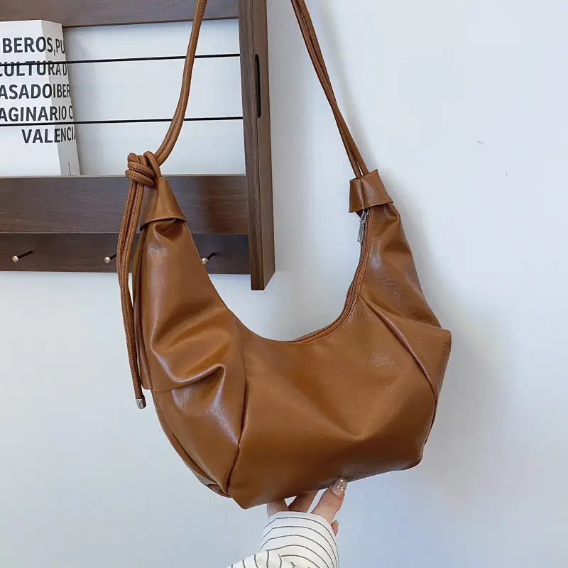 Women Vintage Brown PU Shoulder Bag - Image 8