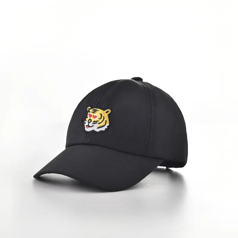 Tiger Embroidered Windproof Cap for Boys Girls Black — feature 1