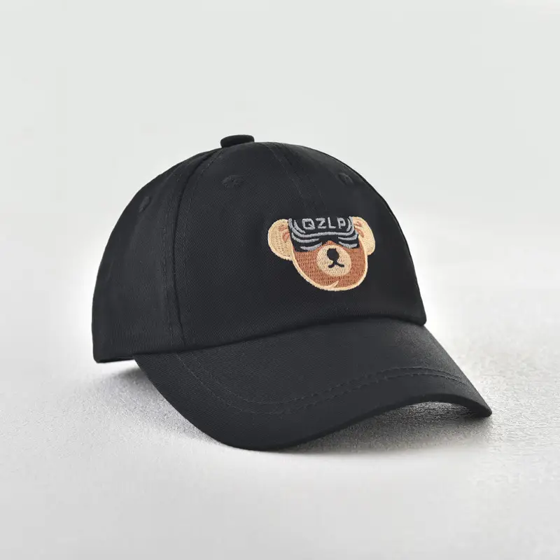 Tiger Embroidered Windproof Cap for Boys Girls Black - Image 2