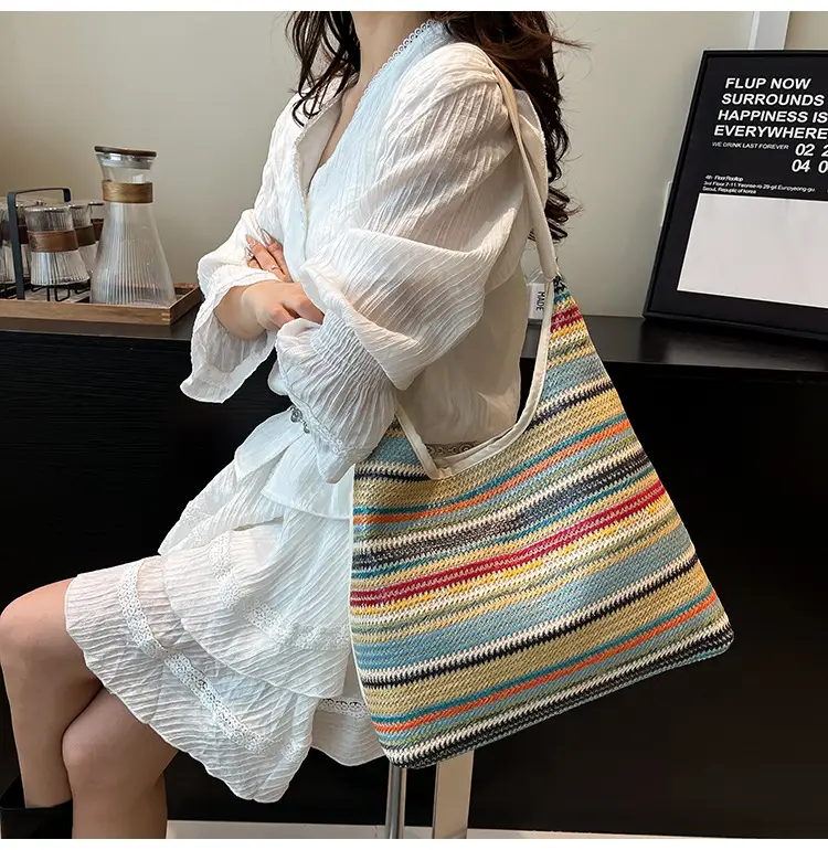 Rainbow Straw Shoulder Bag for Women 2025 — feature 12