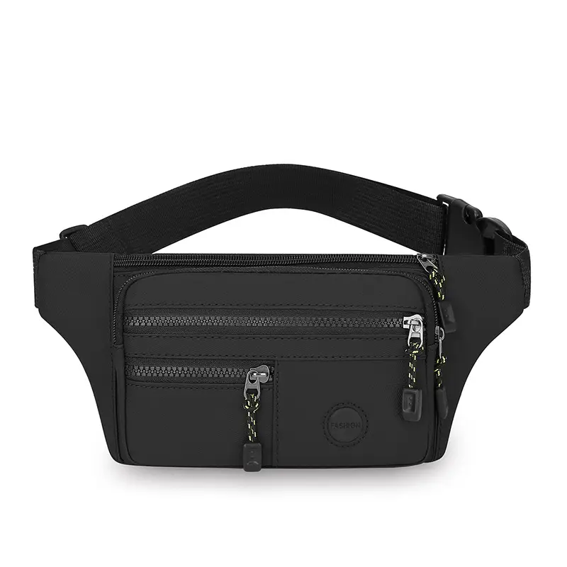 Men's Multi-Layer Waist Bag PU Leather Grey - Image 9