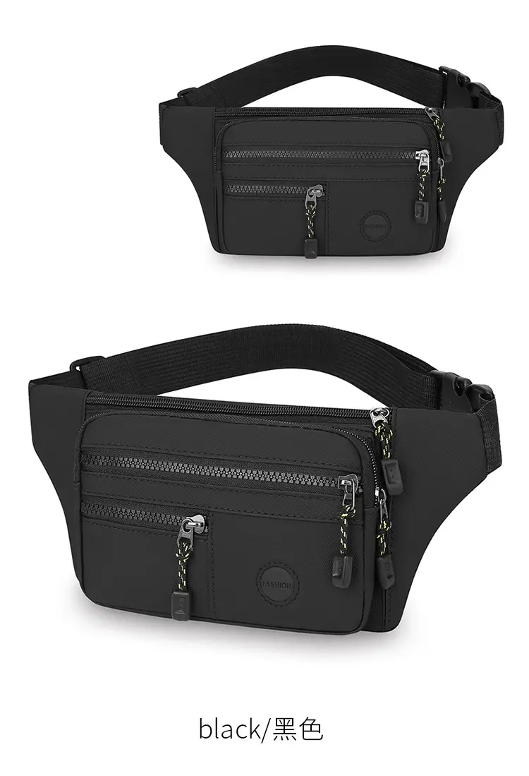 Men's Multi-Layer Waist Bag PU Leather Grey — feature 11