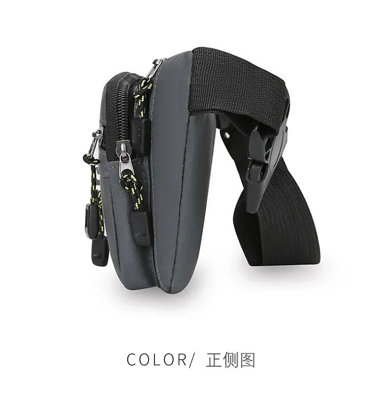 Men's Multi-Layer Waist Bag PU Leather Grey — feature 15