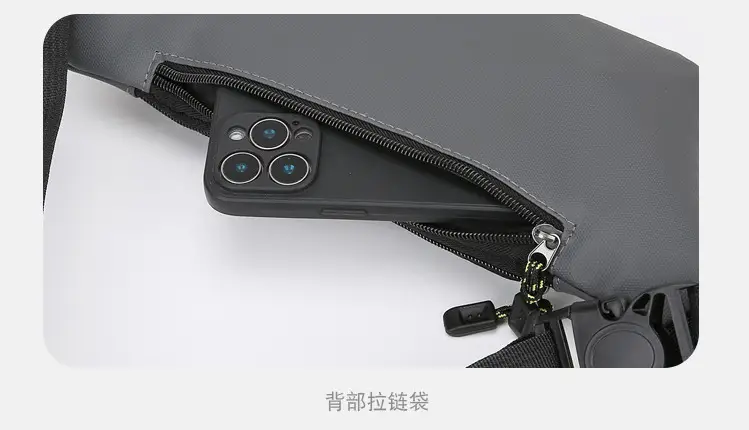 Men's Multi-Layer Waist Bag PU Leather Grey — feature 21