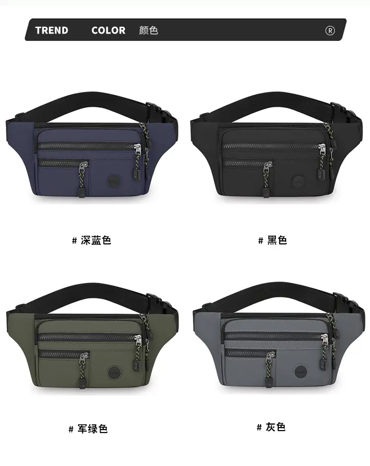 Men's Multi-Layer Waist Bag PU Leather Grey — feature 7