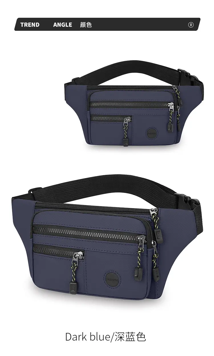 Men's Multi-Layer Waist Bag PU Leather Grey — feature 9