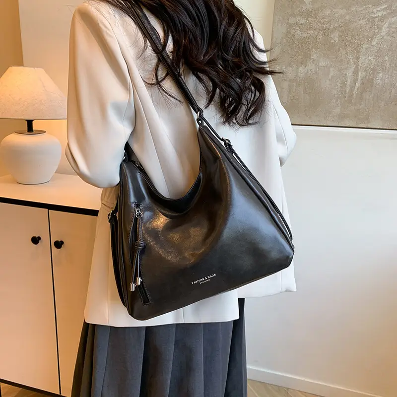 Retro Brown Leather Tote Bag for Women 2026