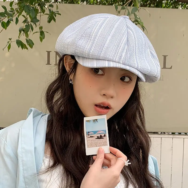 Women's Striped Duck Cap with Big Head Circumference - Image 4