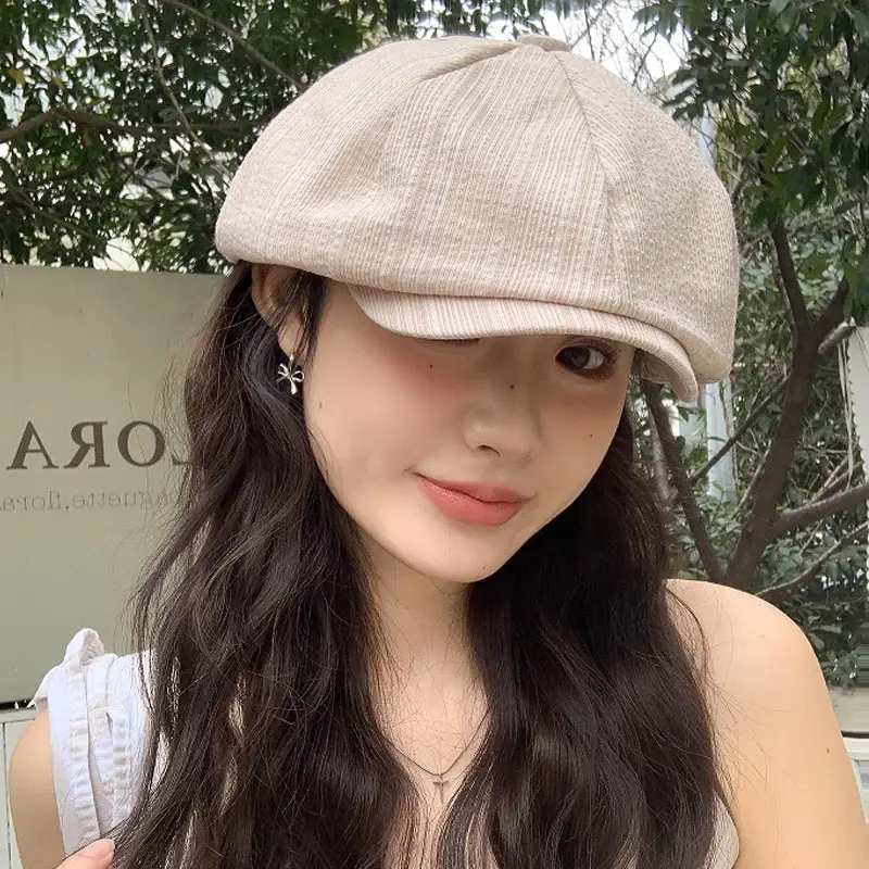 Women's Striped Duck Cap with Big Head Circumference - Image 2