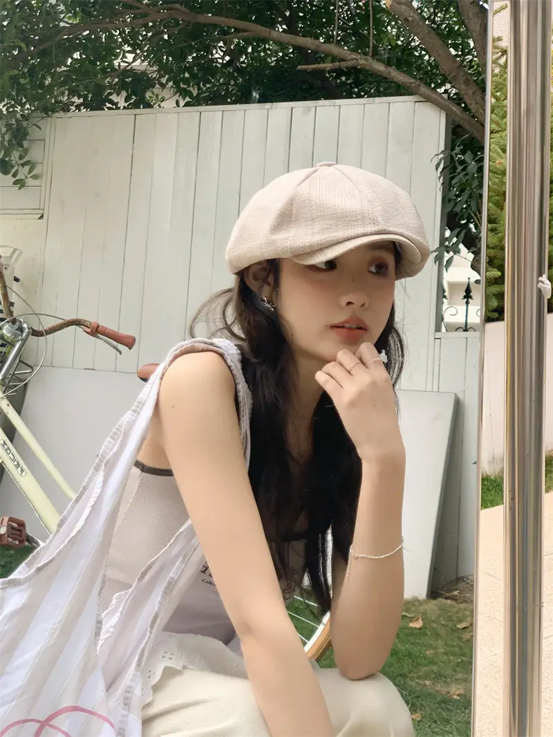 Women's Striped Duck Cap with Big Head Circumference — feature 5