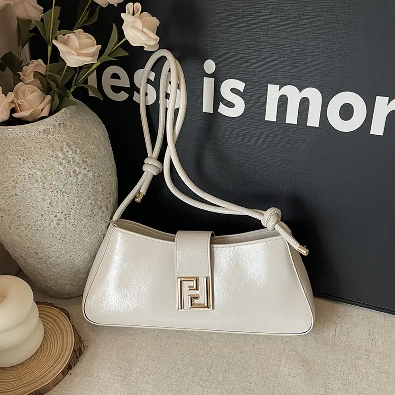 White F-Hook Shoulder Bag for Women 2025