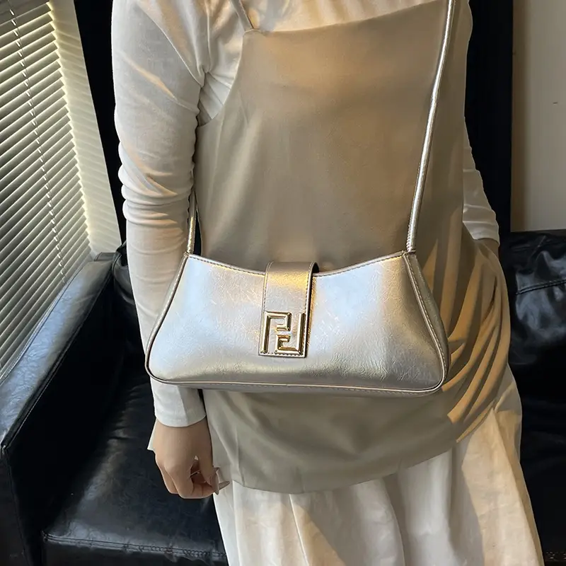 White F-Hook Shoulder Bag for Women 2025
