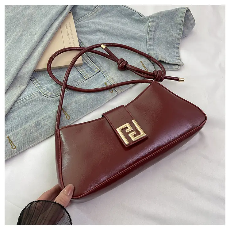 White F-Hook Shoulder Bag for Women 2025