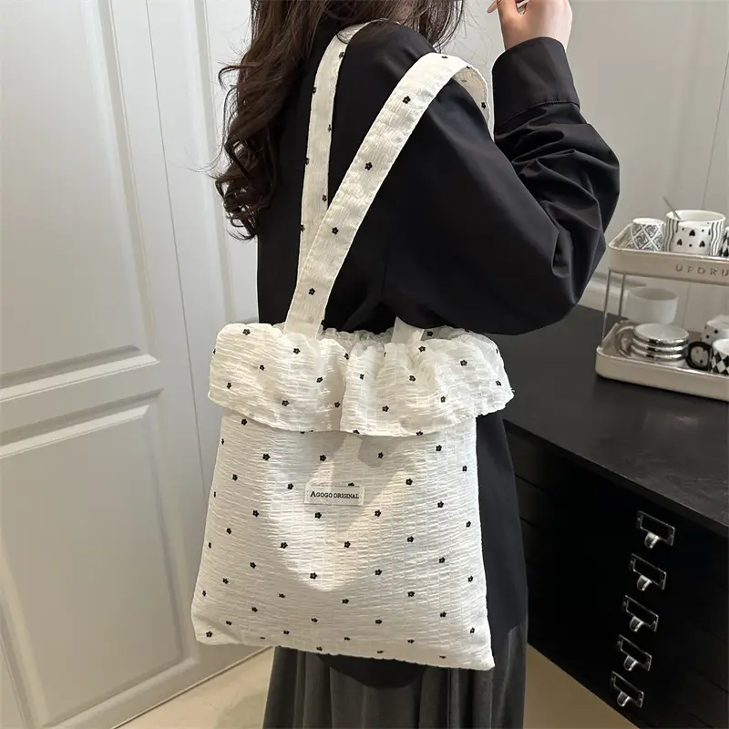 Fairy Ruffled Mesh Shoulder Bag Women White - Image 4