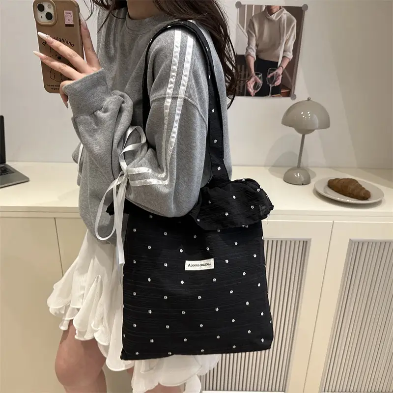 Fairy Ruffled Mesh Shoulder Bag Women White - Image 6
