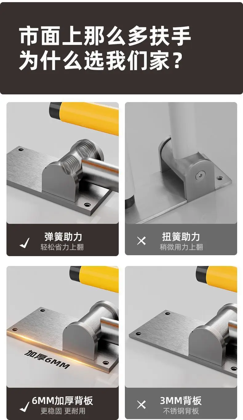 Toilet Toilet Handrail Folding Toilet for the Elderly Toilet Bathroom Safety Barrier-free Non-slip Railing for the Disabled — feature 1