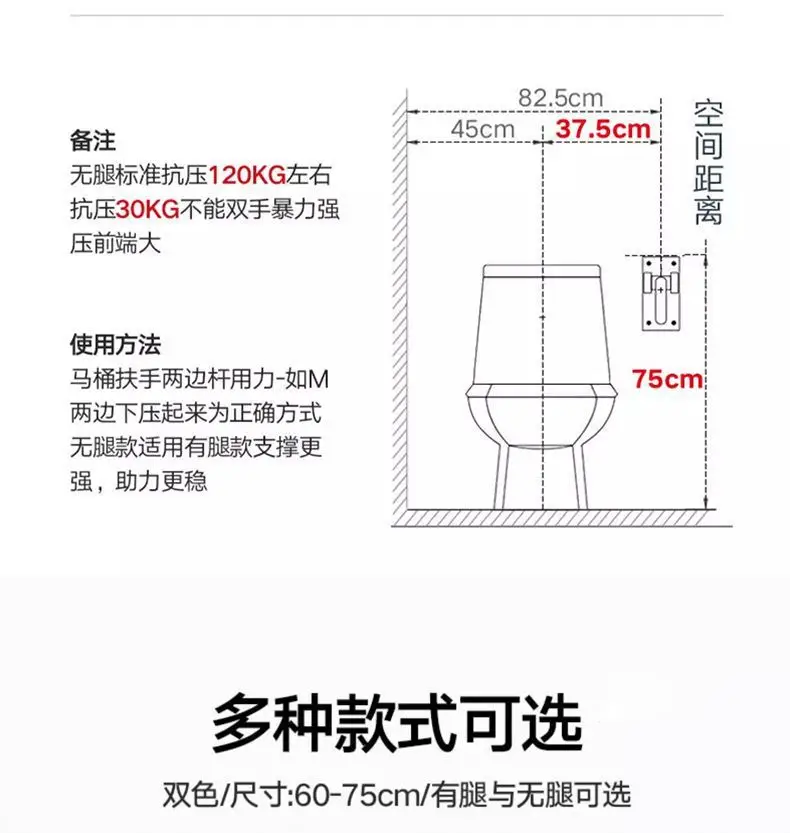 Toilet Toilet Handrail Folding Toilet for the Elderly Toilet Bathroom Safety Barrier-free Non-slip Railing for the Disabled — feature 21