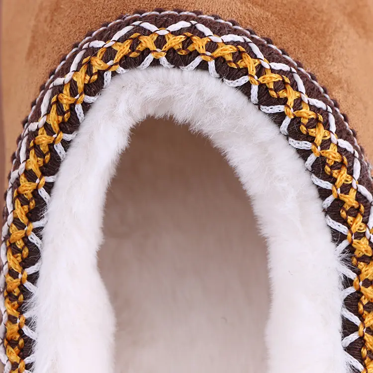Cross-Border 2025 New Faux Suede Home Cotton Slippers, Ethnic Style Fashionable Thick-Soled Non-Slip Warm Cotton Slippers
