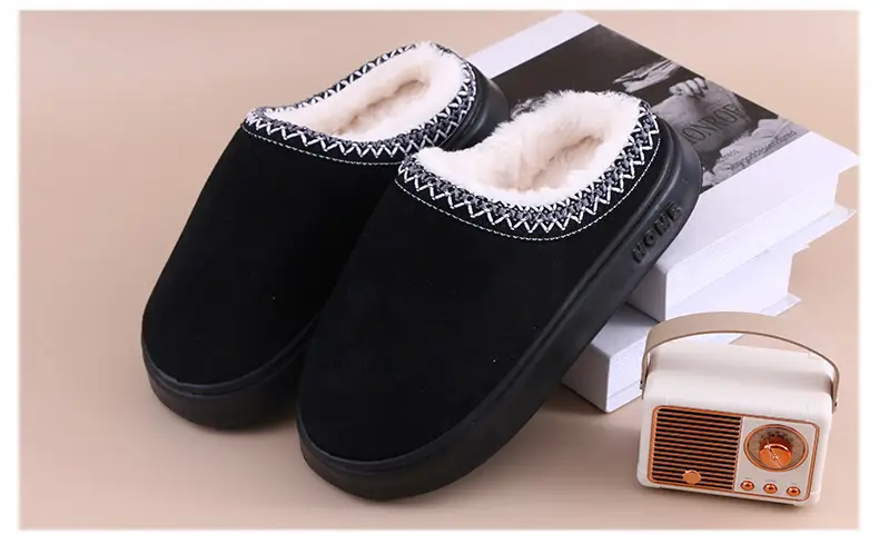 Cross-Border 2025 New Faux Suede Home Cotton Slippers, Ethnic Style Fashionable Thick-Soled Non-Slip Warm Cotton Slippers — feature 7
