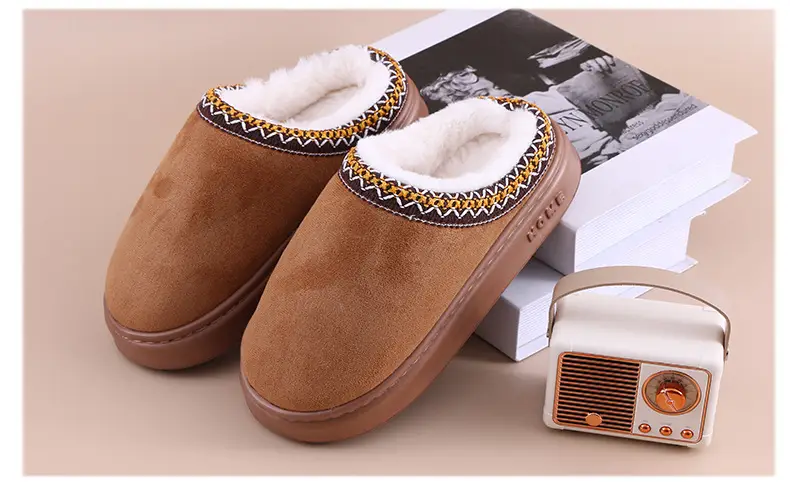 Cross-Border 2025 New Faux Suede Home Cotton Slippers, Ethnic Style Fashionable Thick-Soled Non-Slip Warm Cotton Slippers — feature 8