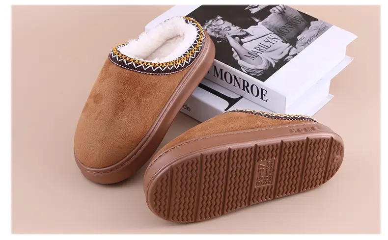 Cross-Border 2025 New Faux Suede Home Cotton Slippers, Ethnic Style Fashionable Thick-Soled Non-Slip Warm Cotton Slippers — feature 9