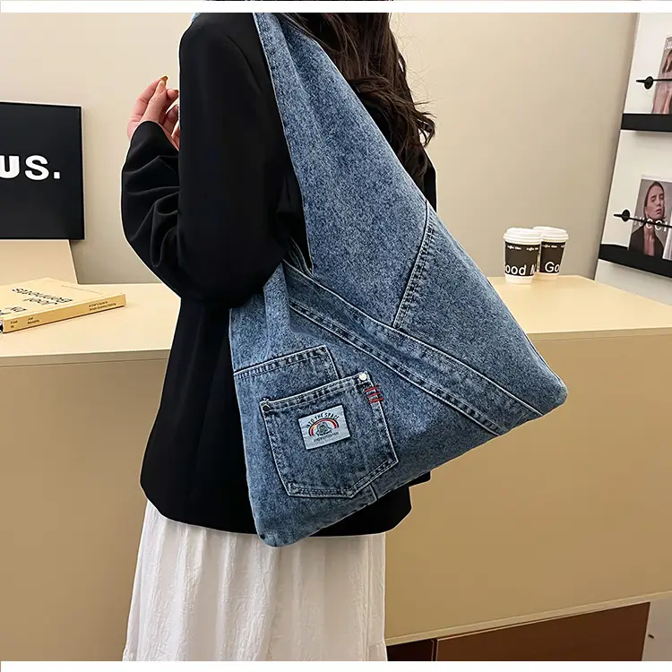Vintage Denim Shoulder Bag 2025 New Style Distinctive Street Trendy Canvas Bag Student All-match Large Capacity Satchel luggage and leather goods — feature 13