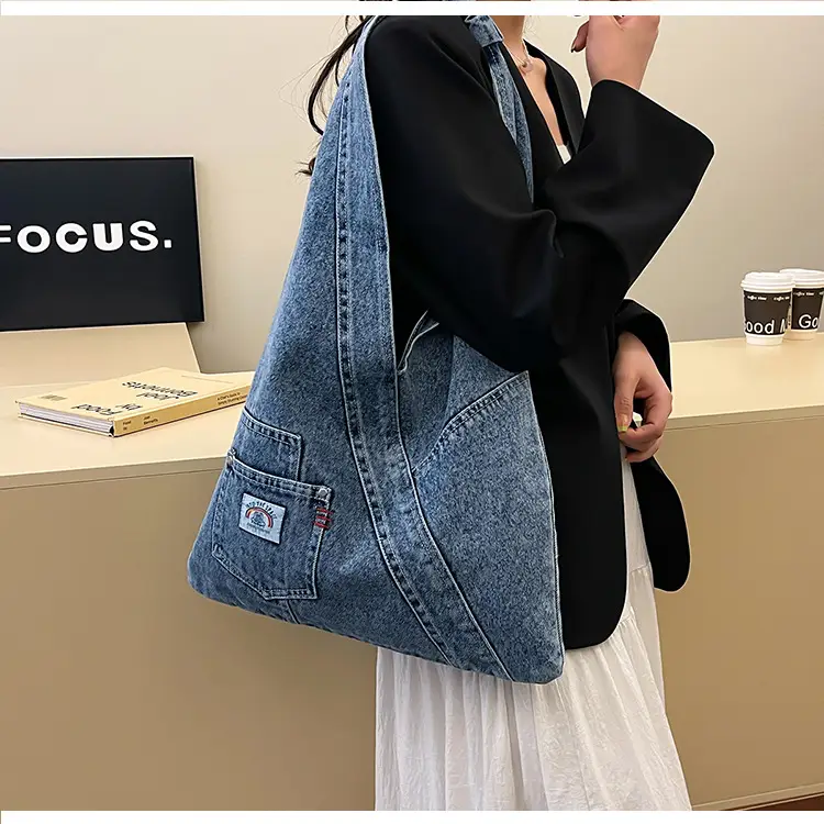 Vintage Denim Shoulder Bag 2025 New Style Distinctive Street Trendy Canvas Bag Student All-match Large Capacity Satchel luggage and leather goods — feature 15