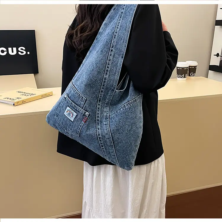 Vintage Denim Shoulder Bag 2025 New Style Distinctive Street Trendy Canvas Bag Student All-match Large Capacity Satchel luggage and leather goods — feature 16