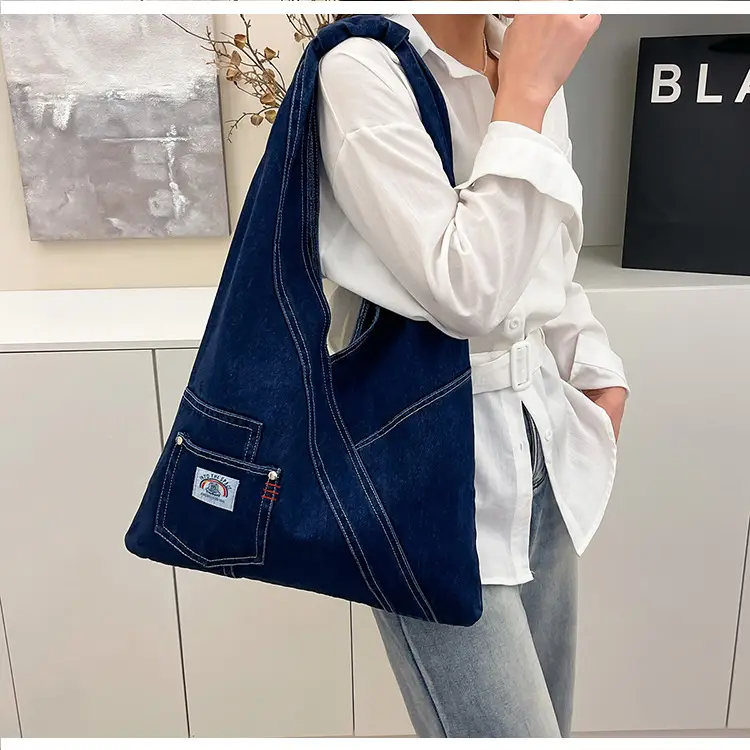 Vintage Denim Shoulder Bag 2025 New Style Distinctive Street Trendy Canvas Bag Student All-match Large Capacity Satchel luggage and leather goods — feature 18