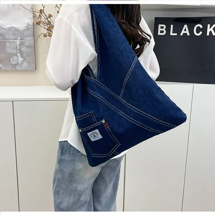 Vintage Denim Shoulder Bag 2025 New Style Distinctive Street Trendy Canvas Bag Student All-match Large Capacity Satchel luggage and leather goods — feature 19