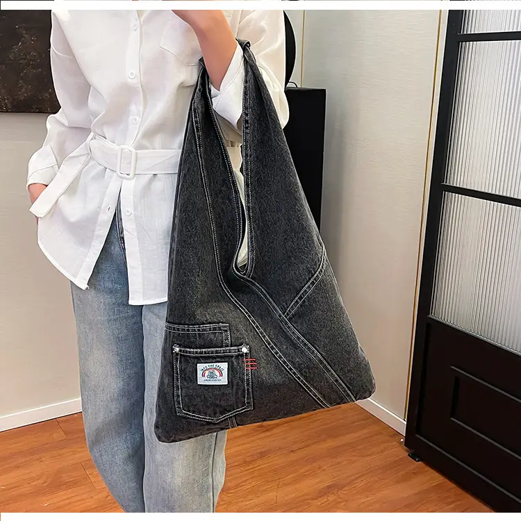 Vintage Denim Shoulder Bag 2025 New Style Distinctive Street Trendy Canvas Bag Student All-match Large Capacity Satchel luggage and leather goods — feature 23
