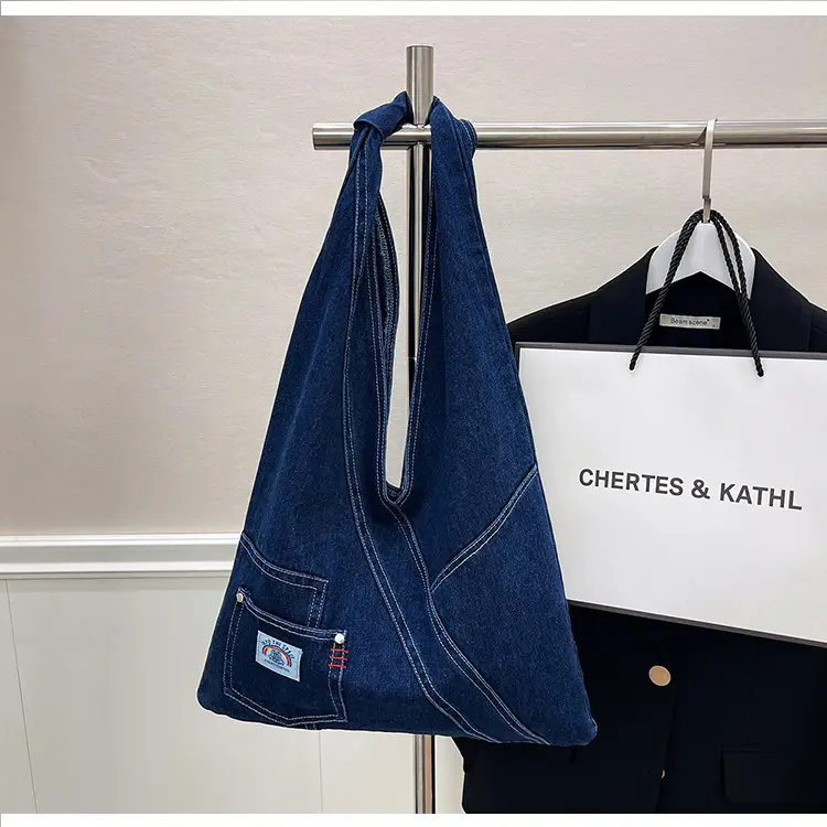 Vintage Denim Shoulder Bag 2025 New Style Distinctive Street Trendy Canvas Bag Student All-match Large Capacity Satchel luggage and leather goods — feature 27