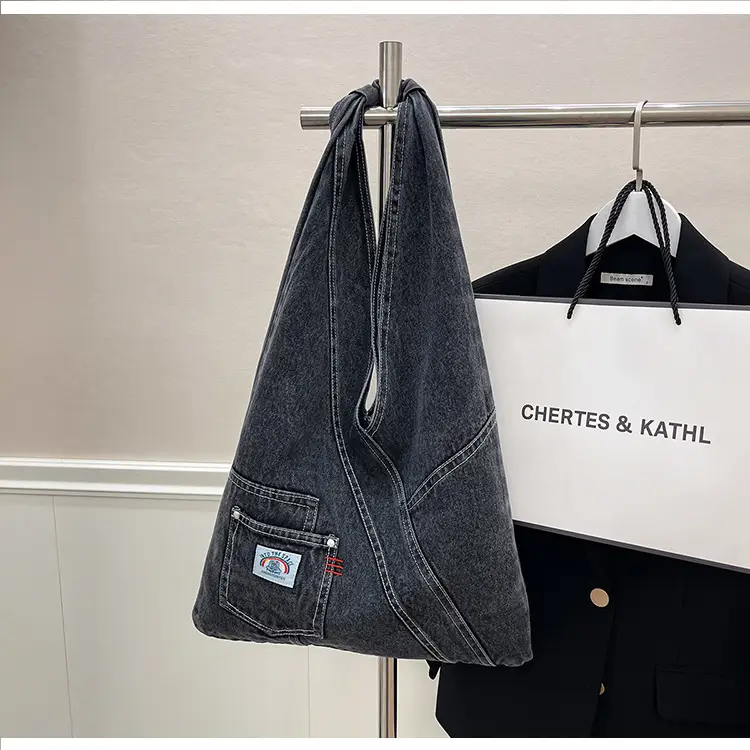 Vintage Denim Shoulder Bag 2025 New Style Distinctive Street Trendy Canvas Bag Student All-match Large Capacity Satchel luggage and leather goods — feature 28